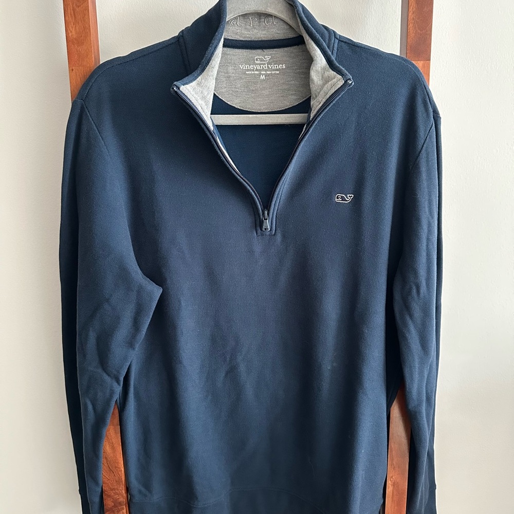 Vineyard Vines Saltwater Navy Quarter-Zip Pullover